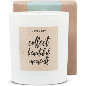 Candela Profumata “Collect Beautiful Moments” in Cera di Soia – Fragranza Miaflora, Vetro Bianco Opaco, Idea Regalo (220 g)