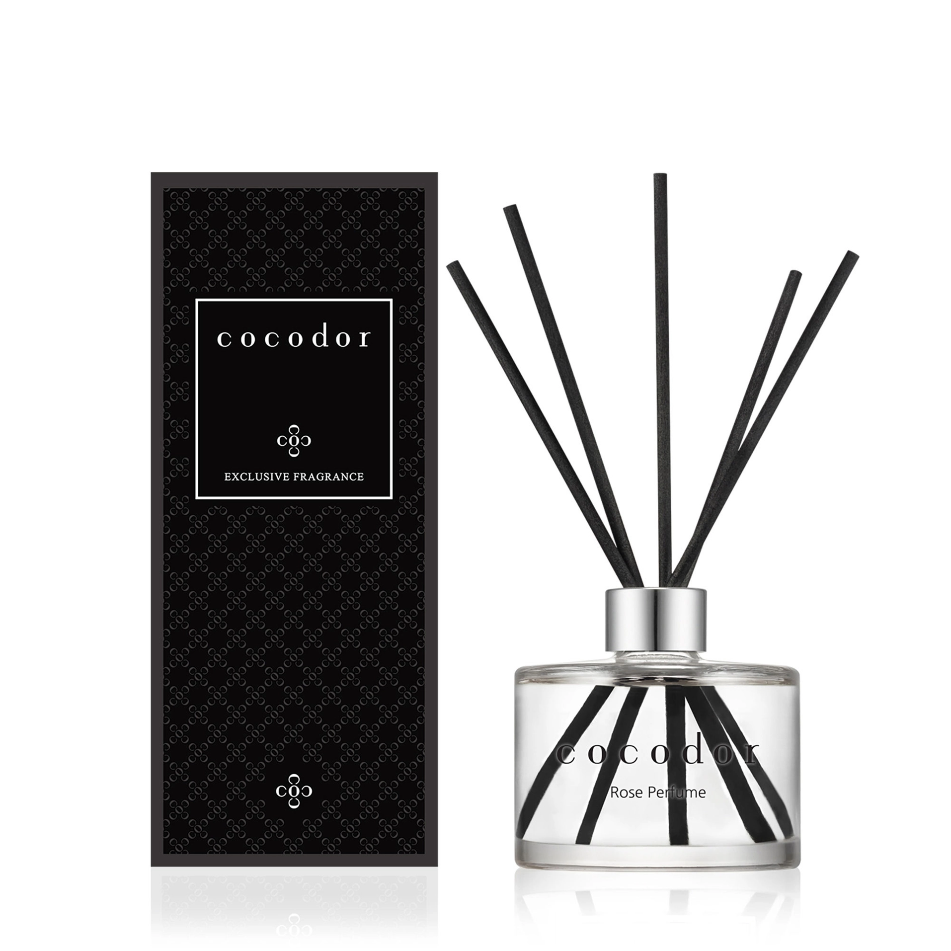 Cocodor Signature Diffusore a Bastoncini 200 ml Profumo di Rosa – Profumatore per Ambiente con Rose Centifolie di Grasse, Musk e Bastoncini Neri in Rattan