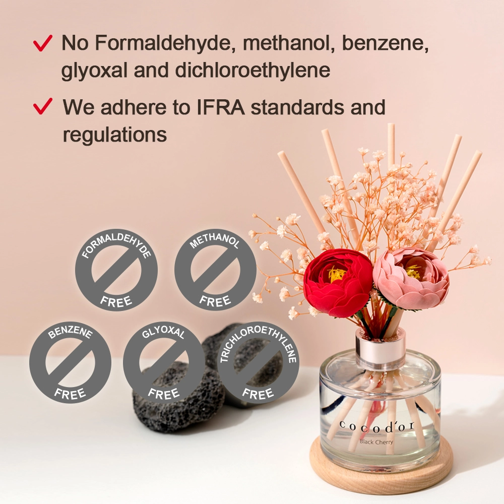 Diffusore a Bastoncini Cocodor Camélia 200 ml Ciliegia Nera – Profumatore per Ambiente con Note di Arancia e Mela Verde, Bastoncini Avorio e Fiori Decorativi - immagine 3