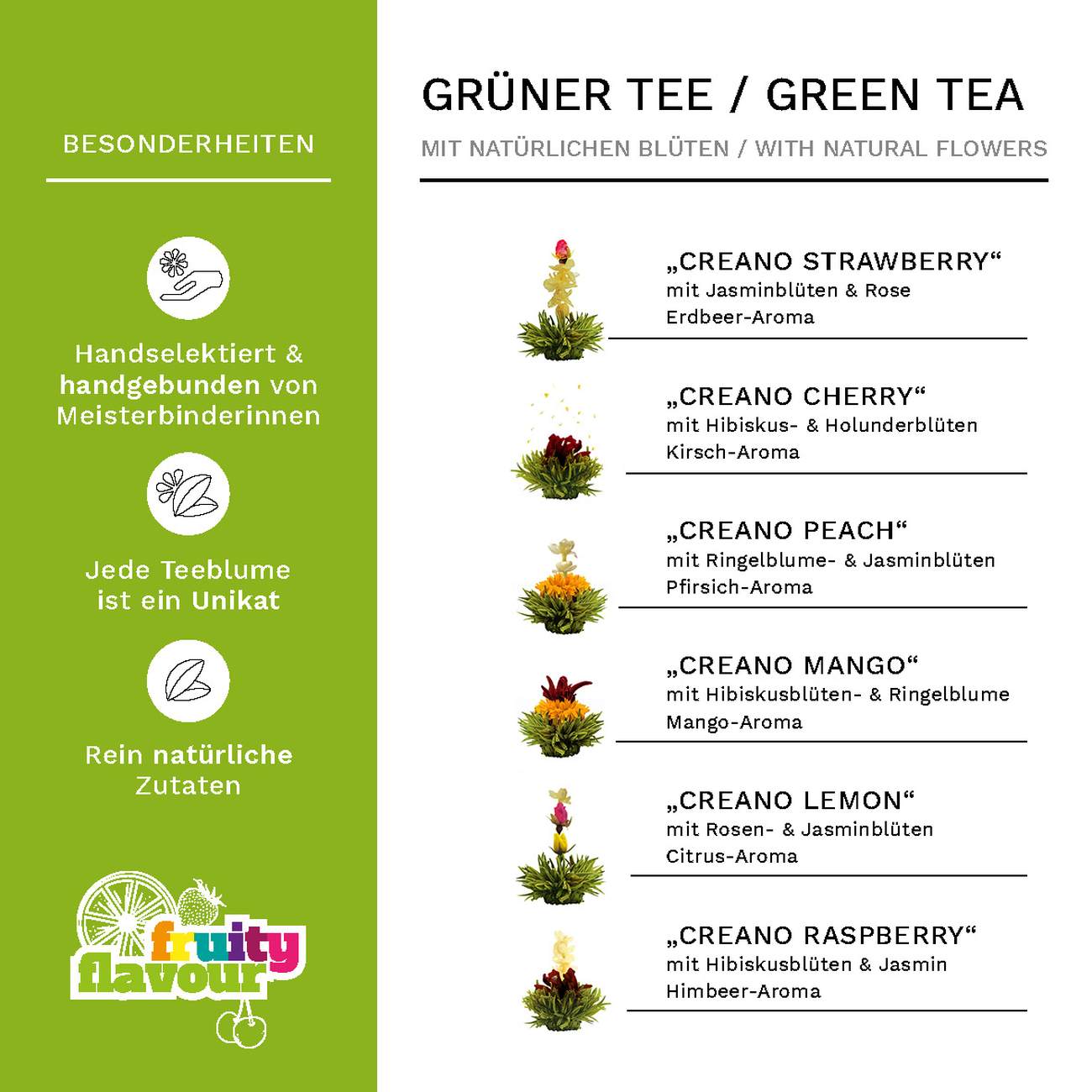 6 Tisane Fiorite Green Tea in Scatola Cuore di Legno - immagine 4