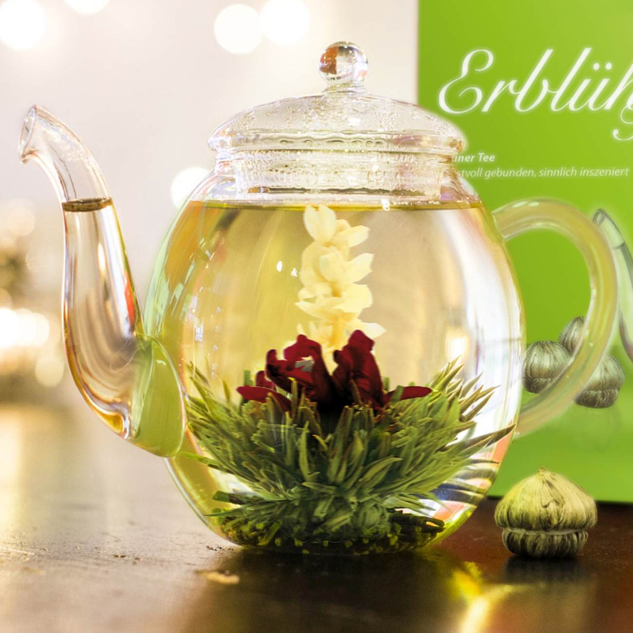 6 Tisane Fiorite Green Tea in Scatola Cuore di Legno - immagine 5