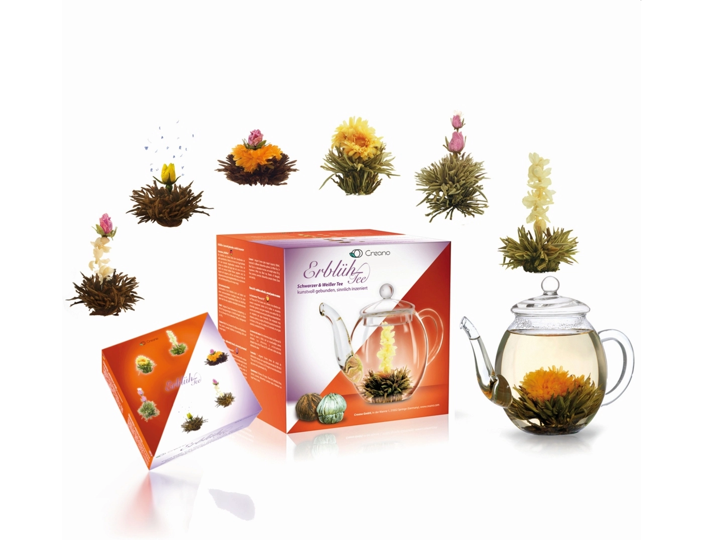 Set Regalo Tè In Fiore Creano Con Teiera Vetro 500 Ml - immagine 7