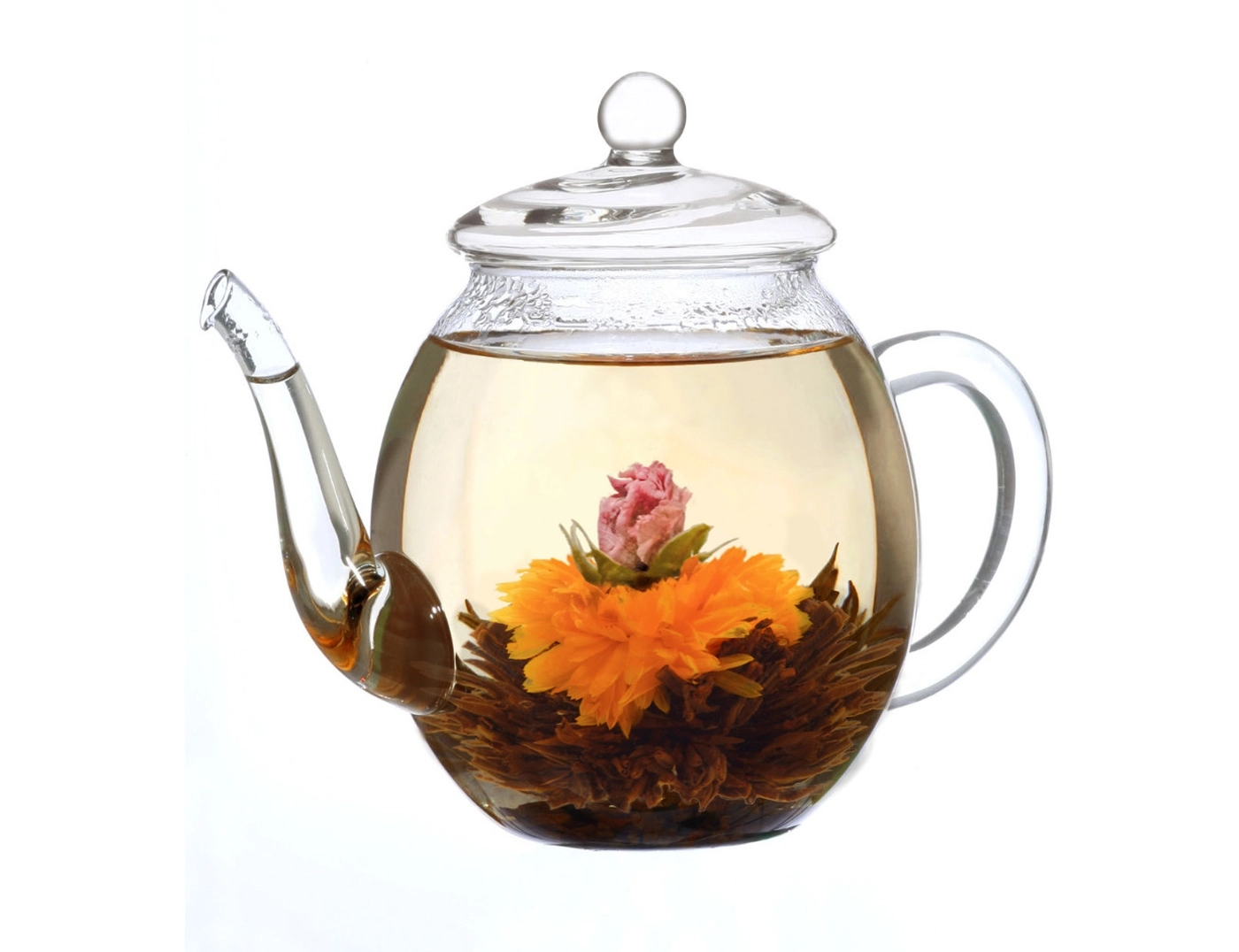 Teiera In Vetro Creano 500 Ml Con Coperchio Per Tè In Fiore