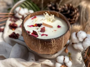 Candela Che Diventa Pianta Cotone Bianco E Loto Con Kit