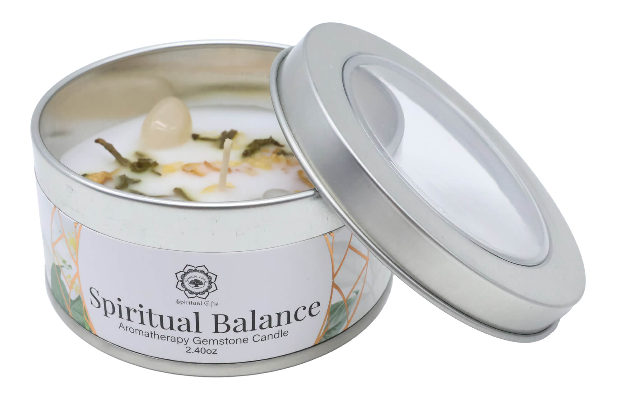 Candele Aromaterapiche in Latta con Gemme Naturali – 70g (Spiritual Balance • Positivity • Vitality) - immagine 3