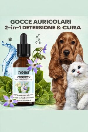 Detergente e cura auricolare 2-in-1 per cani e gatti