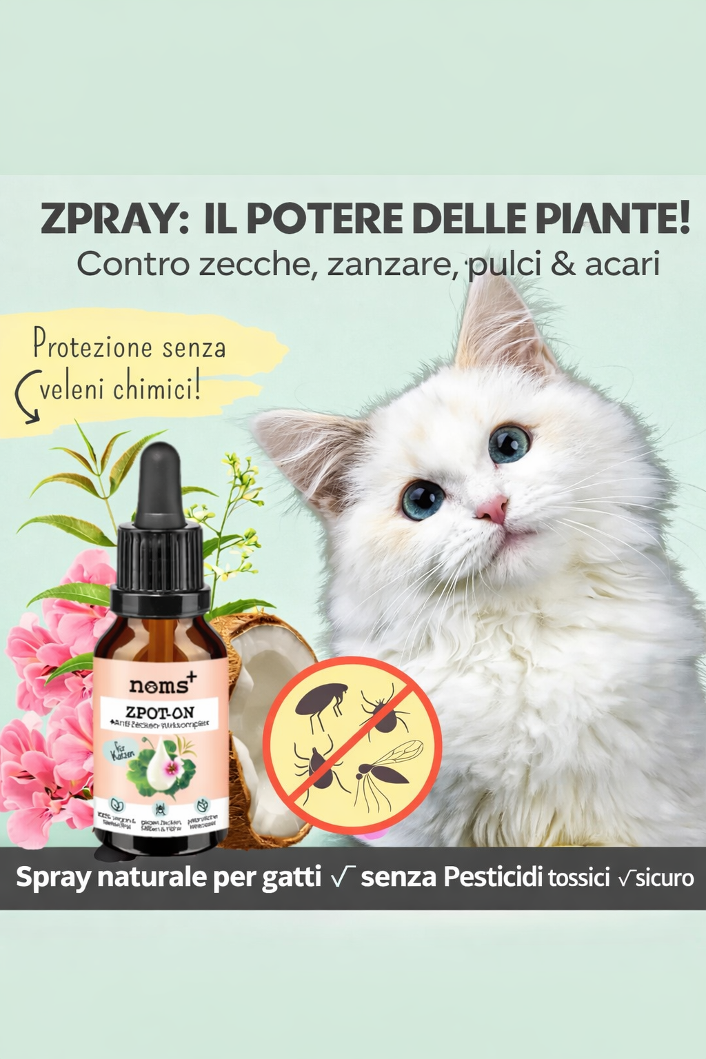 Zpot-on per gatti contro zecche, pulci, acari e zanzare - immagine 2